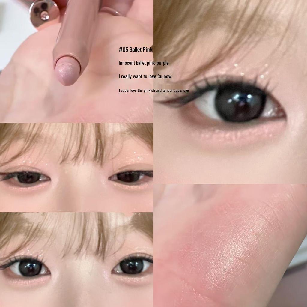 PINKYFOCUS 3D Aegyo Sal Micro-Shimmer Stick: Matte Pearl Highlight and Brightening Eyeshadow.