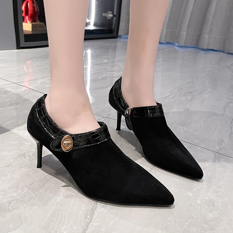 Women Boots  Winter New Fashion Shoes for Women Pointed Toed High Heels Ankle Boots Ladies Black Zip Sexy Shoes Zapatos