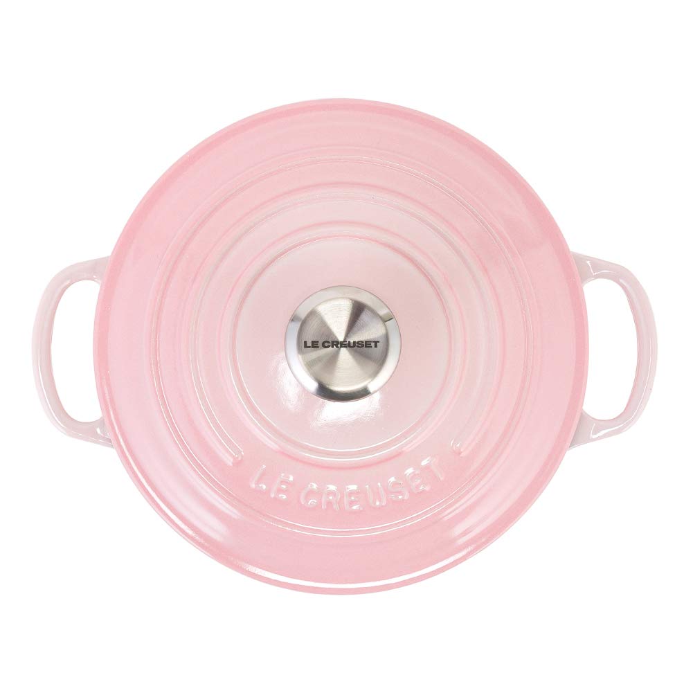 Le Creuset Pot Signature Cocotte Ronde 20cm 200mm 21177207774430 Shell Pink Enamel Pot Stylish SIGNATURE Cocotte Ronde Shell Pink Kitchenware [Le