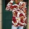 Women Plus Size Abstract Printed Long Sleeve Drawstring Hoodie Kangaroo Pocket Pullover