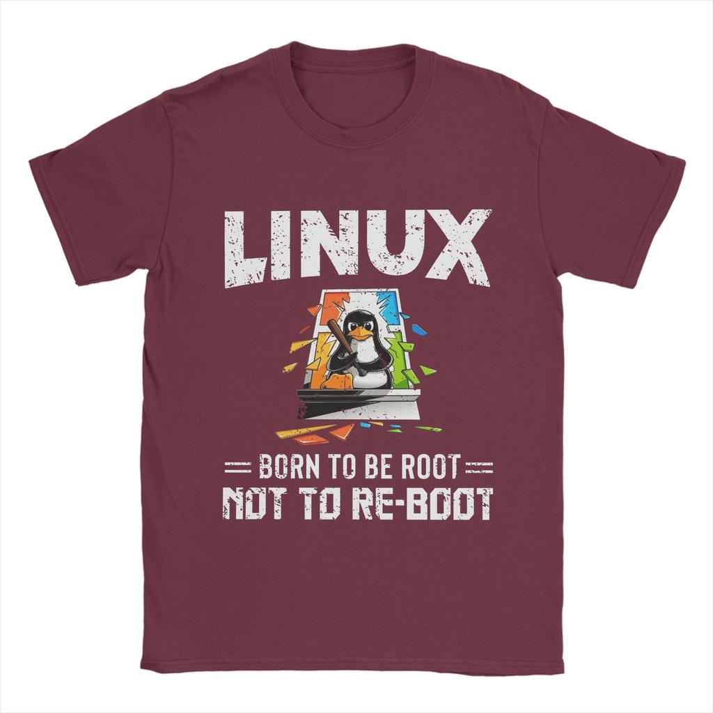 Men T-Shirts Linux   Windows Vintage Cotton Tees Short Sleeve  T Shirt Crew Neck Tops 4XL 5XL