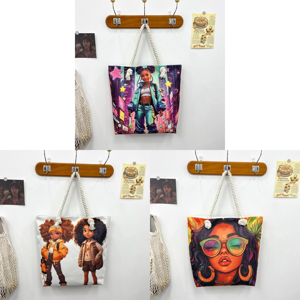 Women Print Handbag Large Oxford Canvas Casual Shoulder Bag For Daily Use