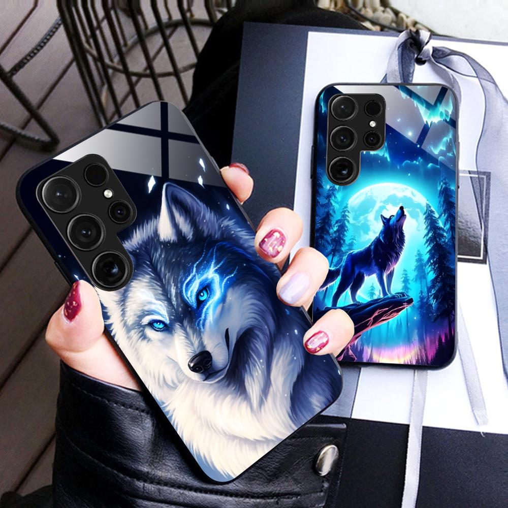 Fashion Wolf Mobile Phone Case for Samsung Galaxy S26 Protective Phone Case-Fashion Stylish Phone Case Glass Colorful Cover Luxury
