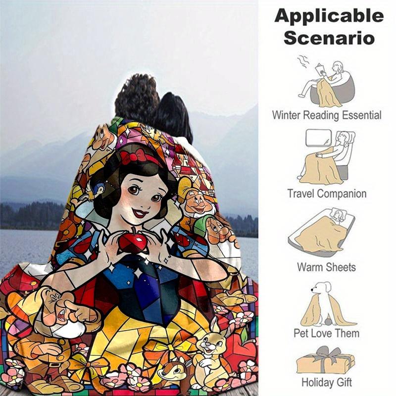 1pc,Stained Glass Snow White and the Seven Dwarfs Home Decorative Throw Blanket for Couch, Bed, Travel