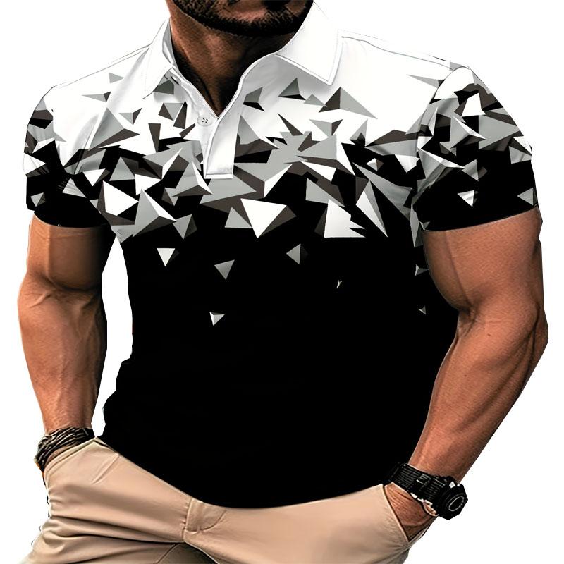 Men's 3D Digital Printed Pattern Casual Polo Shirt, Summer Outdoor Fashion, Comfortable and Versatile