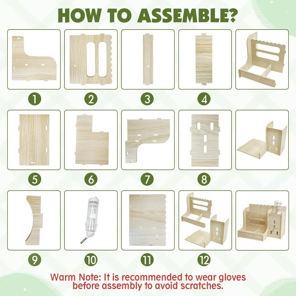 Detachable Wooden Grass Dispenser Bite Resistant Rabbit Hay Rack Cage Accessories