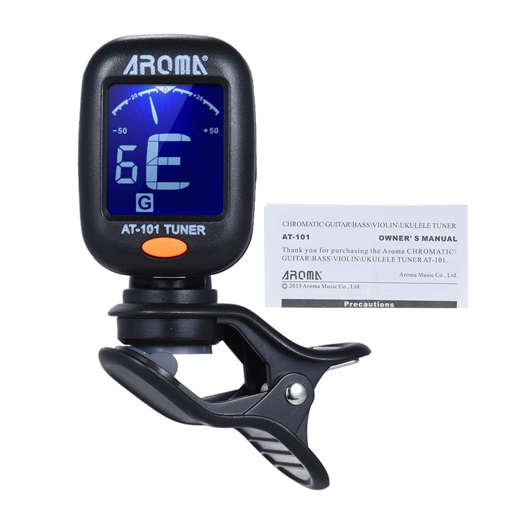 AT-101 Portable Mini Clip-on Digital Tuner with Foldable Rotating Clip High Sensitivity for Chromatic Guitar Bass Violin U