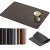 Junichiroya Large 50cm X PU Easy To Gorgeous Decor for and Restaurants of Black 34.5cm Placemats, Leather, Washable, Durable, Water-Repellent,