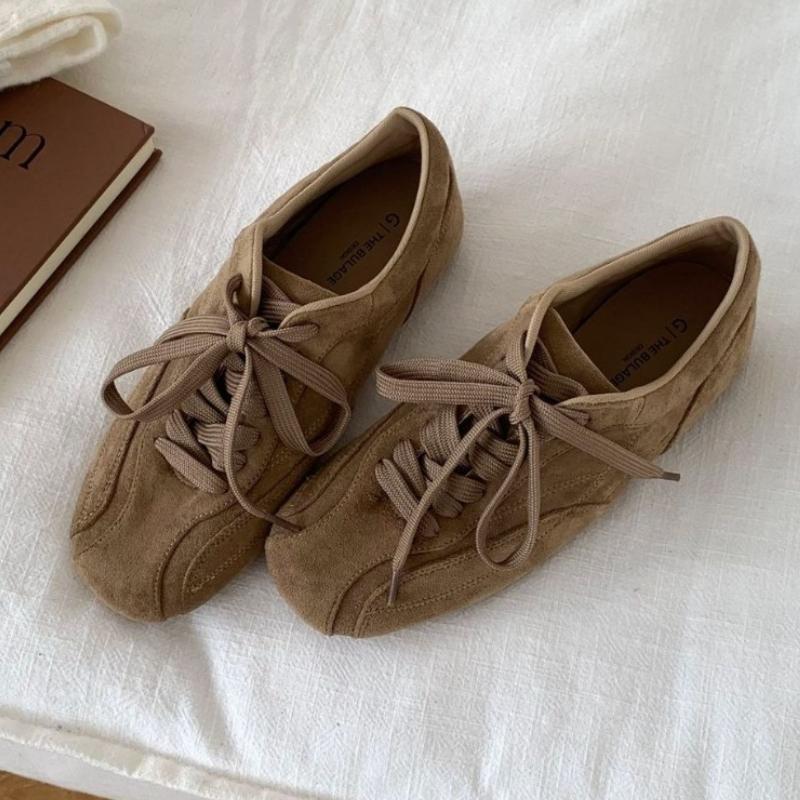 

Suede Retro Lace Up Casual Flat Shoes Women Comfort Shallow Autumn Footwear Female Brown Fashion Ballet Sneakers Women 39 хакі