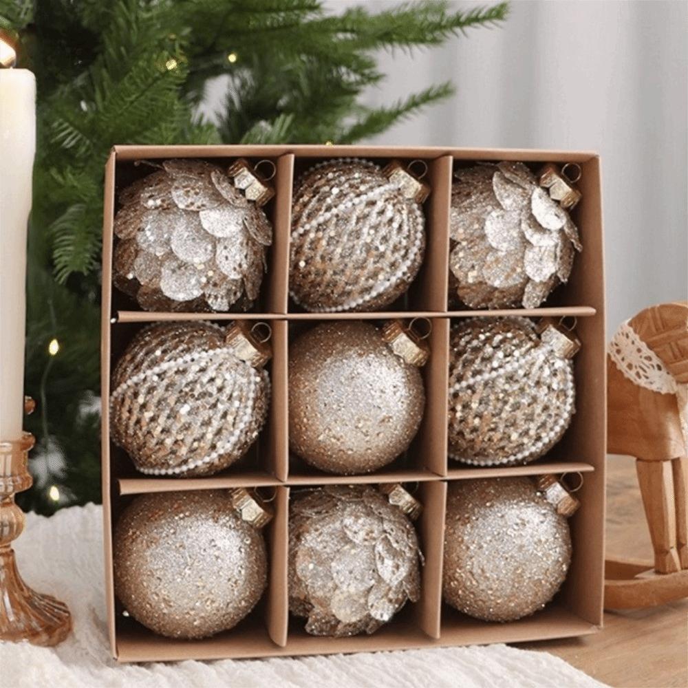 9PCS Foam Christmas Ball Ornaments Flower Petal Holiday Ball Ornaments Christmas Baubles  Home Decor