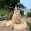 European and American New French Smudge Suspender Dress Summer Seaside Vacation Style Big Skirt Long Dress