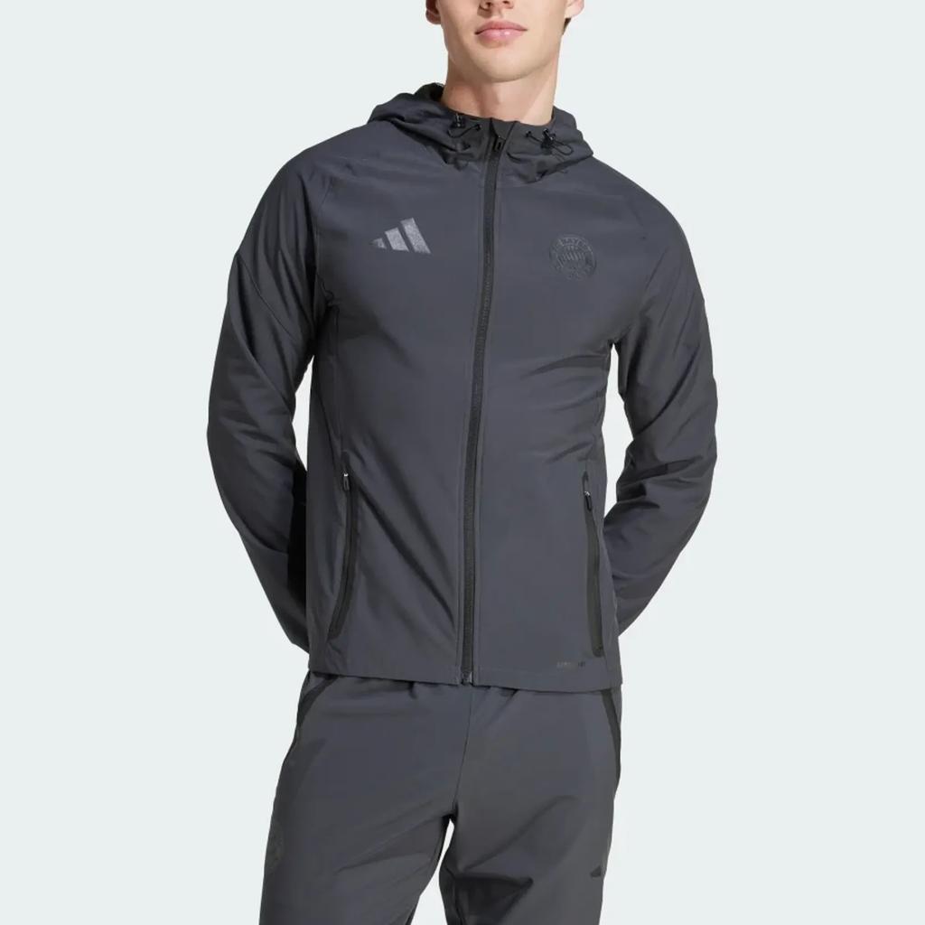 adidas Felpa con cappuccio unisex FC Bayern Tiro 25 tinta unita con zip e maniche lunghe JW4674