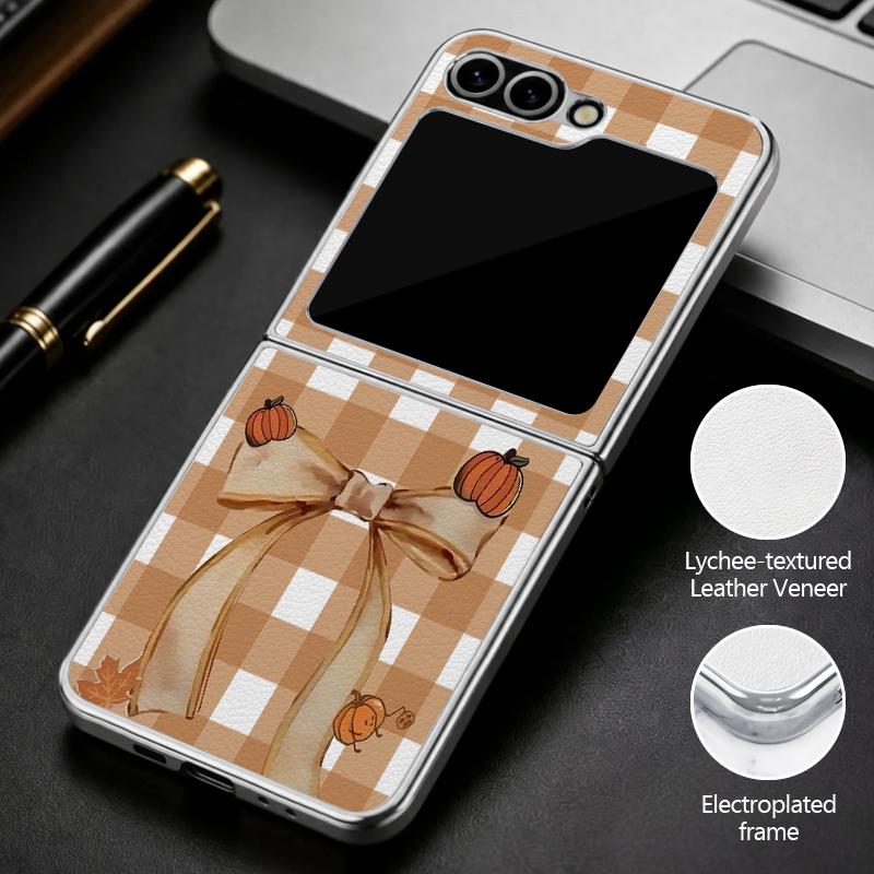 Christmas Ghost Halloween Case For Samsung Z Flip 8 7 FE 6 5 4 Luxury Plating Leather Skin Phone Cover For Galaxy Z Flip8 Flip7 Flip6 Flip5