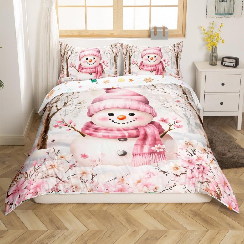 Cartoon Weihnachtsmann Dreiteiliger Bettbezug 3D Digitaldruck Bettwäscheset Bettdecke