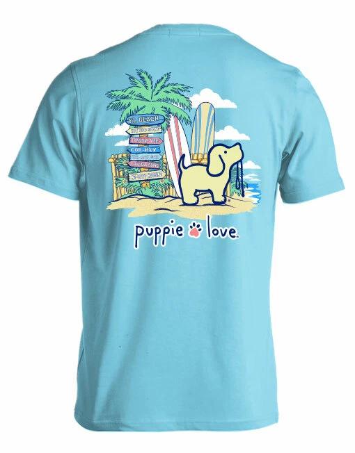 New PUPPIE LOVE Beach Sign Pup T Shirt XL