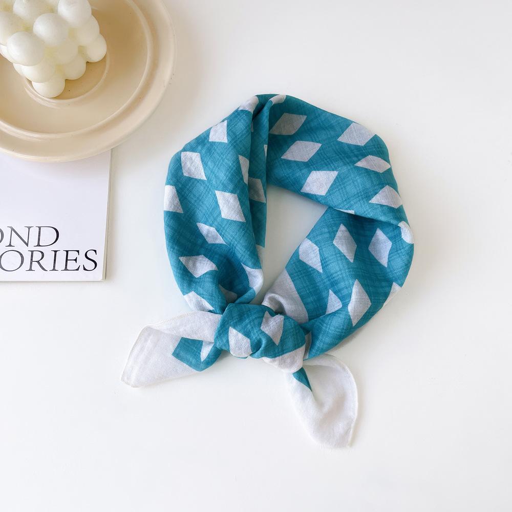 

Cotton Scarf Small Square Scarf For Women S Spring Turban Versatile Flower Printed Cotton Linen Scarf Foulard Hairband One Size