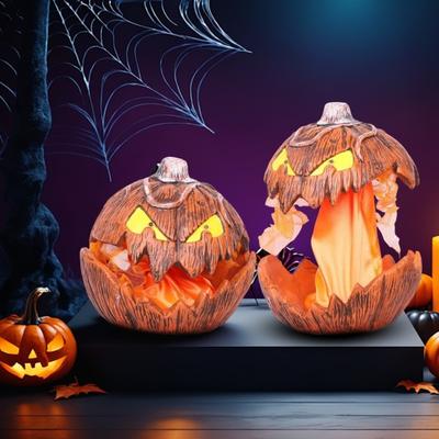 Luz de Calabaza de Halloween Extensible Linterna de Calabaza Habladora Decoración de Calabaza con Boca Abierta Aterradora