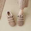 Retro color matching fleece shoes flat bottom fluffy single shoes women wear autumn and winter