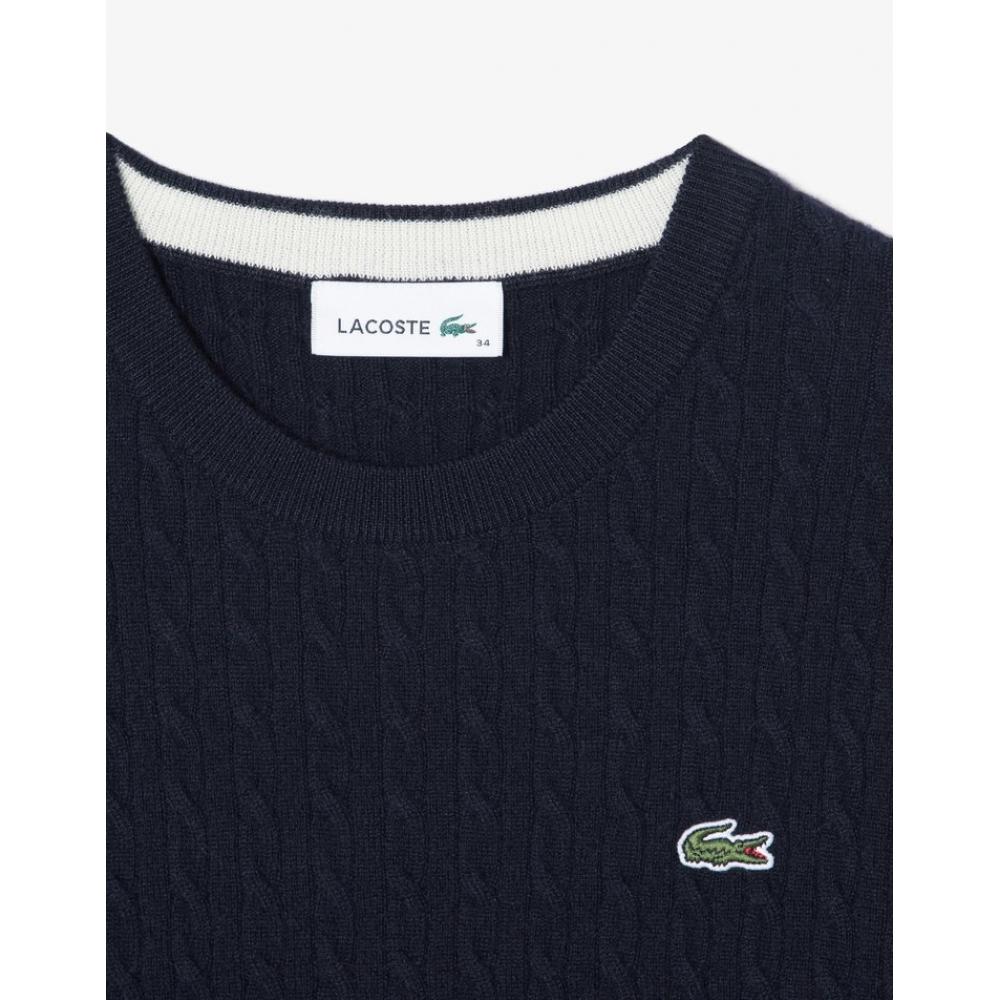 Lacoste Womens Cable Crewneck Sweater Af073e 54n 166