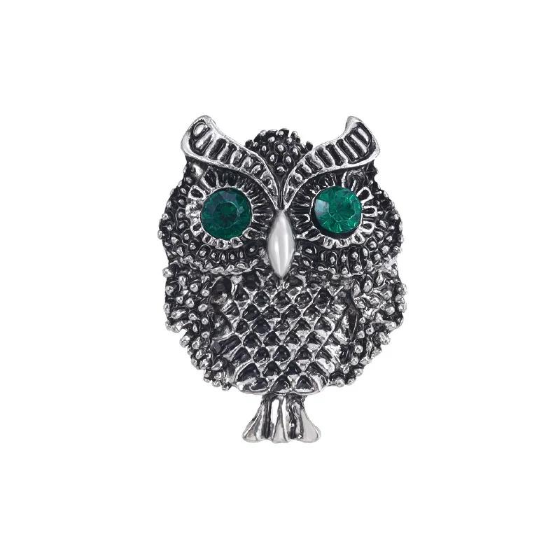 Women Men Owl Brooch Enamel Rhinestone Animal Pins Women's Coat Accessories Banquet Corsage Pin Gift