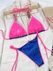 Damen-Badeanzug, sexy, glänzender Neckholder-Bikini, seitlich gebundener Tanga, brasilianische Strandmode, Badeanzüge