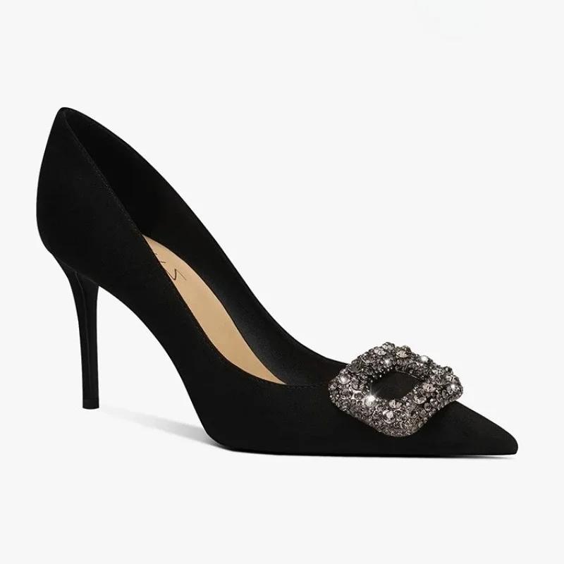 Women s Summer   Crystal Square Buckle Design Sexy Pointed Stilettos Elegant Banquet Dress Party Shoes 35