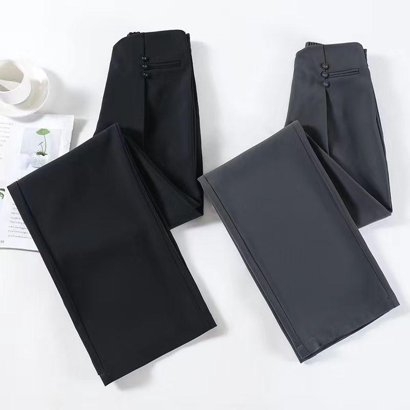 Grey Wide Leg Pants Women's Spring and Autumn Casual Suit Pants High-end Sense Hanging Straight Leg Floor Pants