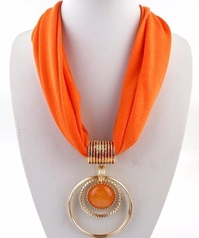 

Шарф из сплава, кольцо с подвеской, женский воротник из полиэстера, шарфы для женщин оранжевый