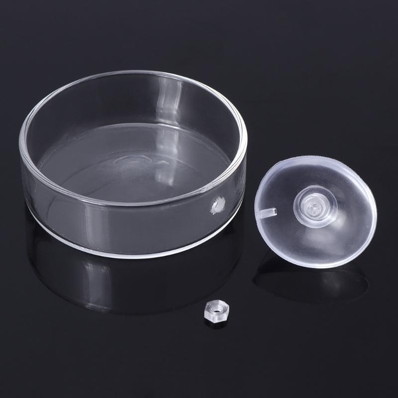  Shrimp Feeding Dish with Sucker Glass Bowls Round Tray Aquarium Fish Feeder