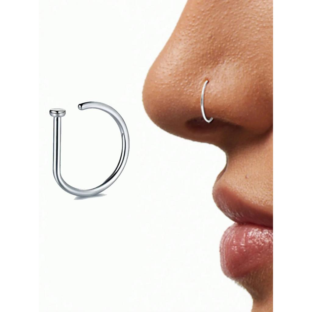 1/3PCS Geometric Nose Ring, Punk Septum Hoop for Women, Stainless Steel Nose Stud Body Jewelry, Piercing Gift