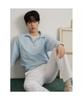 Binpolmen Textured Quarter-Zip Long Sleeve T-Shirt Sky Blue