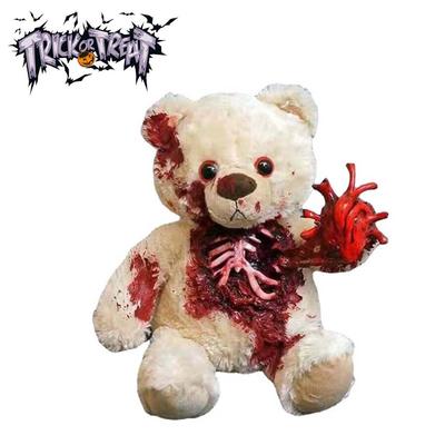 Halloween blutiger Teddybär, blutige Atmosphäre, erschreckendes Wohnzimmer, Horror, Festival, Hof, Party, Kunstharz-Requisiten