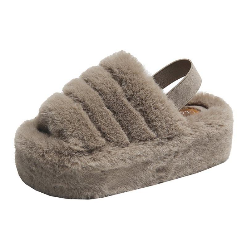 Fashion Versatile Fluffy Slippers for Women's Outward Wear 2025 Autumn and Winter New Indoor Home Cotton Mops