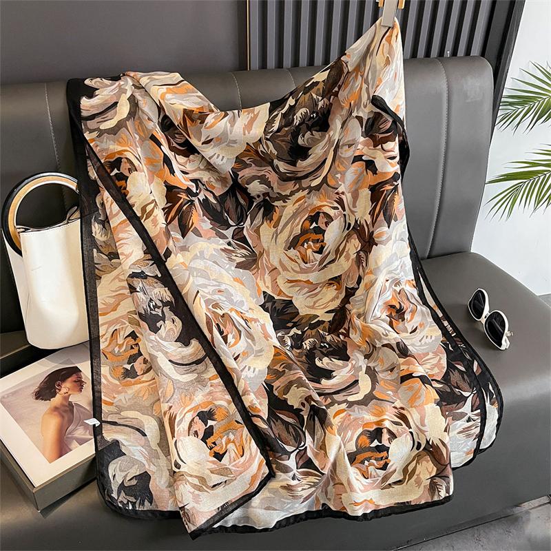 

Новый весенний женский хлопковый шарф Пляжный хиджаб Шали и накидки 2025 Роскошный бренд Цветочный Женский Фуляр Эшарп Дизайнерская бандана 85x180cm