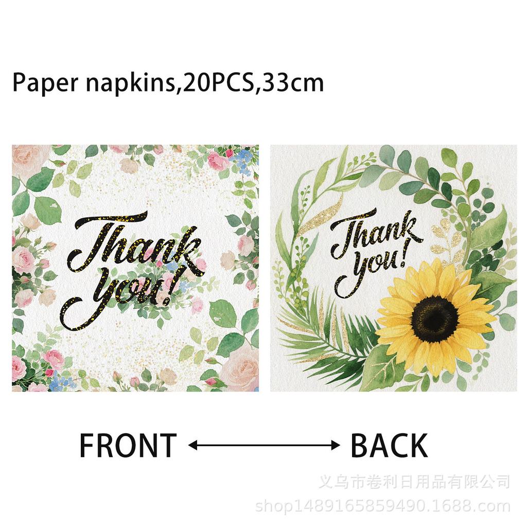 Eucalyptus Leaf Party Supplies Themed Birthday Party Holiday Cutlery Flag Paper Tissue Paper Cup Tablecloth Banner Cutlery