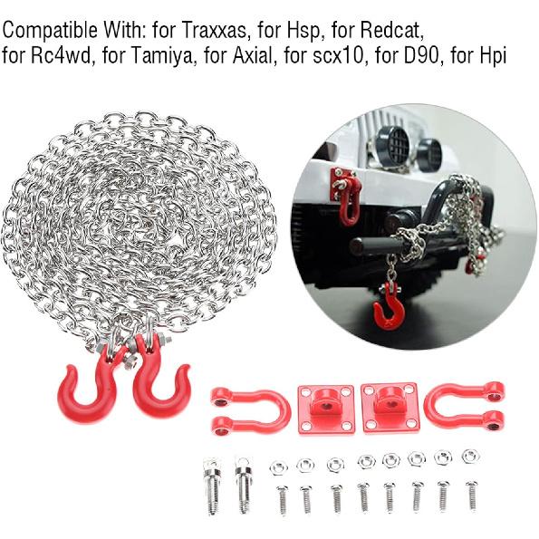 RC Tow Hook Chain, U Shaped Tow Hook Trailer Chain Assemble Parts for RC Climbing Crawler Car 1/18