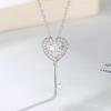 Trendy Korean-Style Heart Key Pendant Necklace - Women's Simple Full-Pavé Short Clavicle Choker