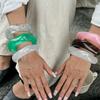 Irregular Wind Smudging Acrylic Bracelet, Exaggerated Translucent Gold Foil Resin Wide-Sided Bracelet