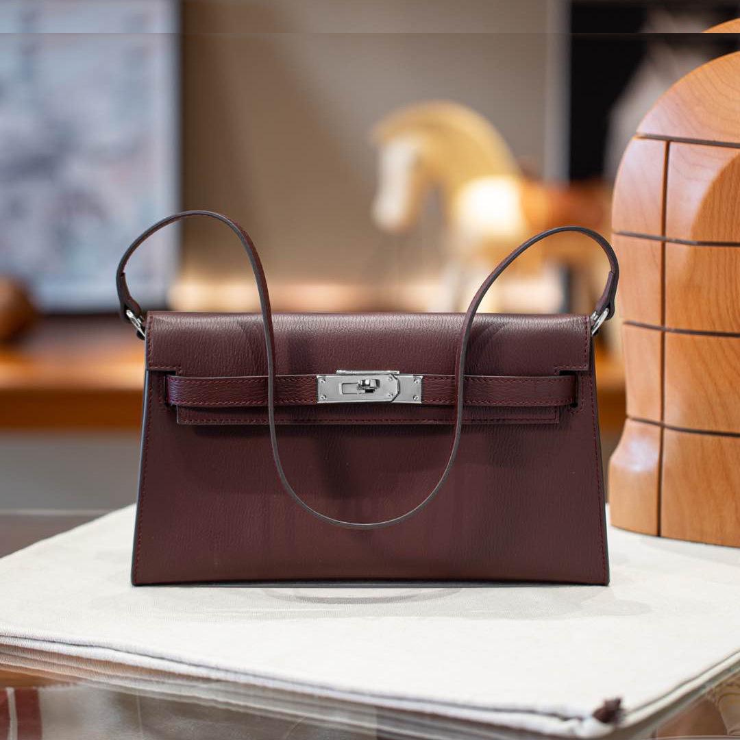 Genuine Leather Goat Grain Kelly Handbag