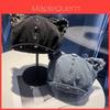 Cowboy Style Denim Beret With Studded Detail For Casual Streetwear And Outings