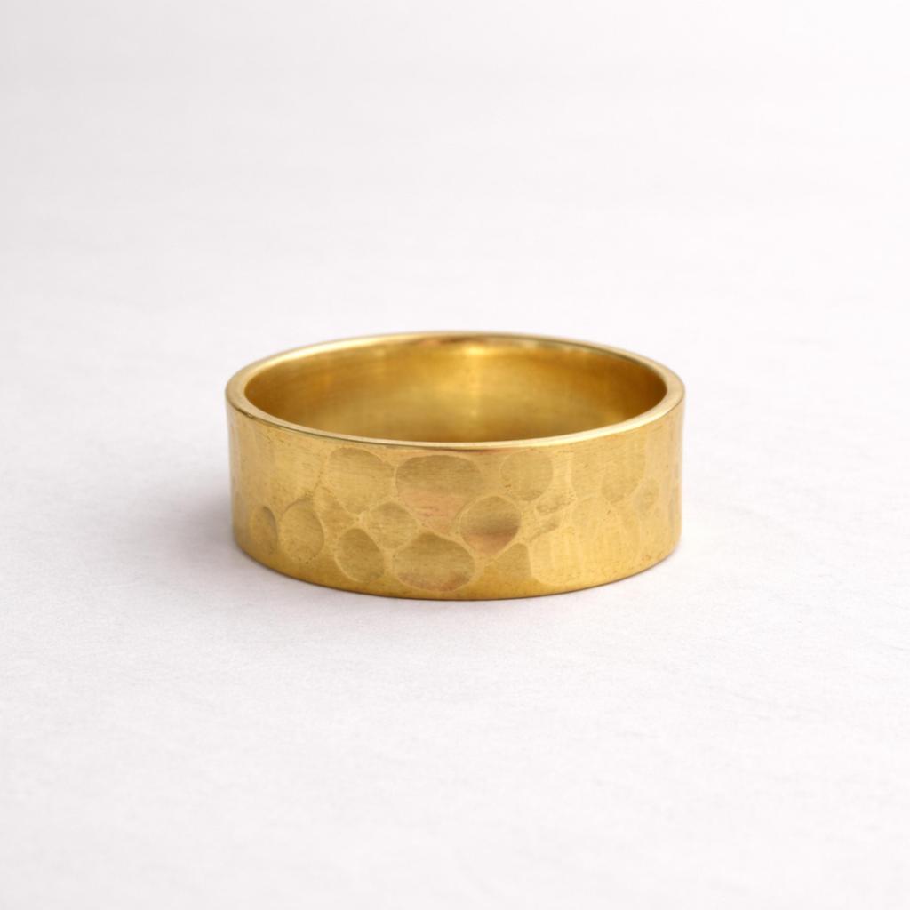 Hammered Solid Brass Band Ring – Wide Minimalist Ring, Textured Statement Band, Modern Everyday Jewelry