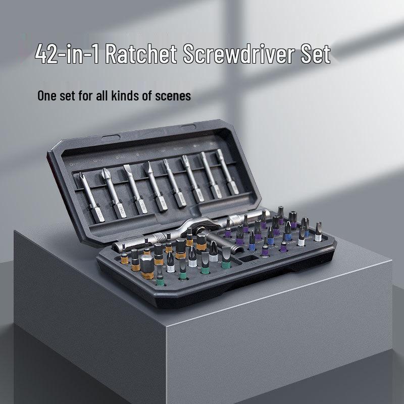 42-in-1 Multifunktionales Ratschenschraubendreher-Set aus hochhartem S2-Legierungsstahl mit Schnellschlüssel