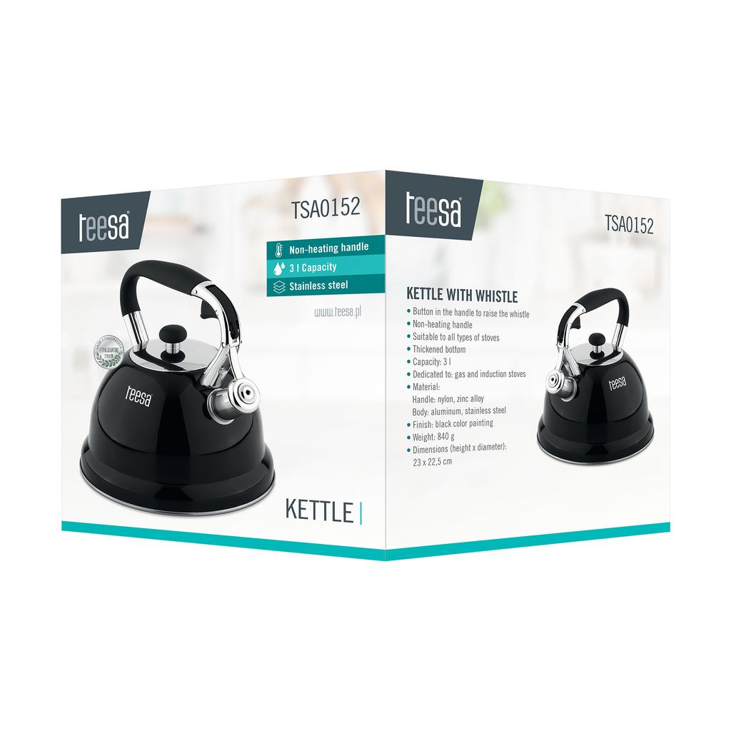 Teesa Stainless Steel Kettle with Whistling 3L Gas Induction