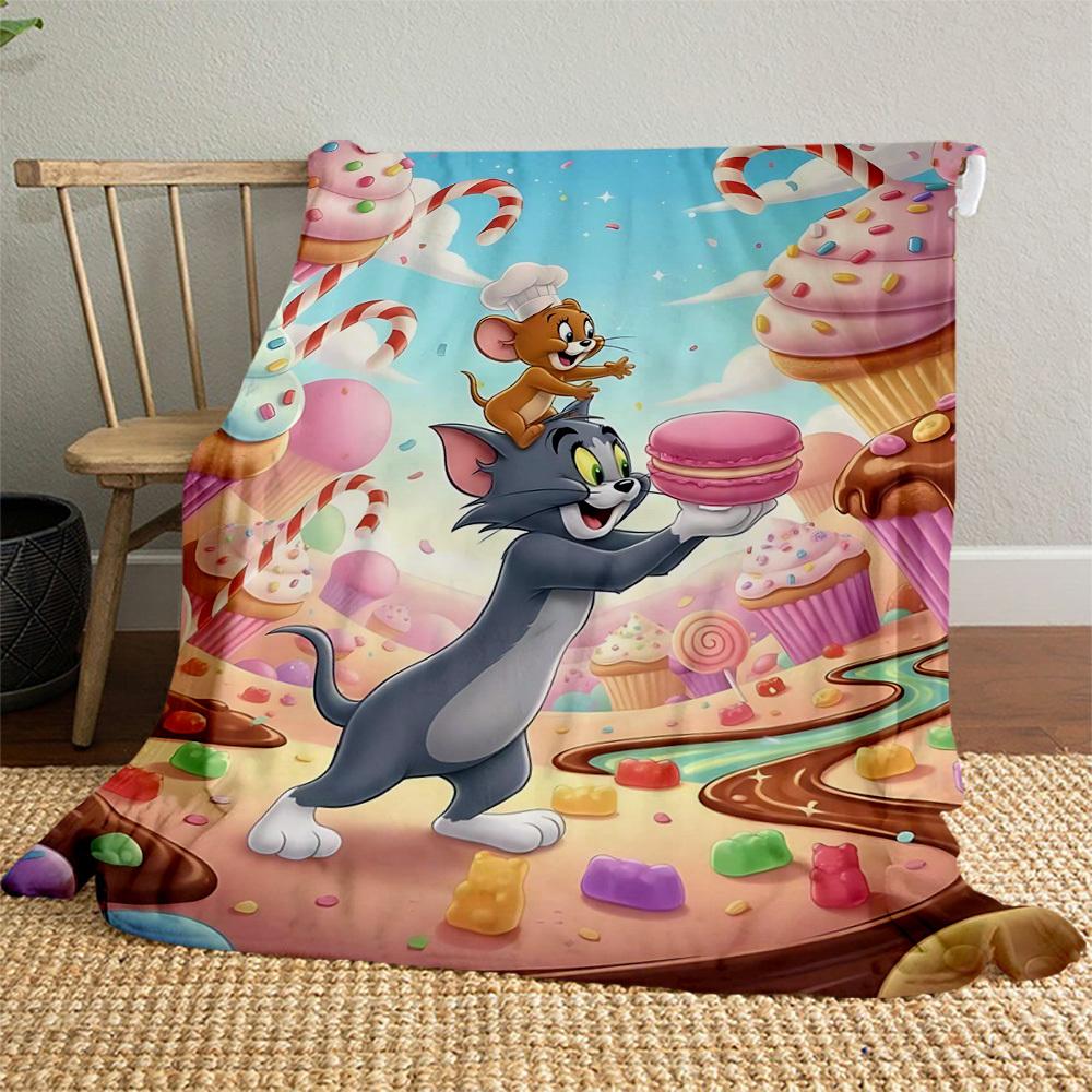 1pc Tom JerryOutdoor Flannel Blanket Soft Plush Decor for Picnics, camping,Bedroom, Playroom, or Lunch Breakn1178A