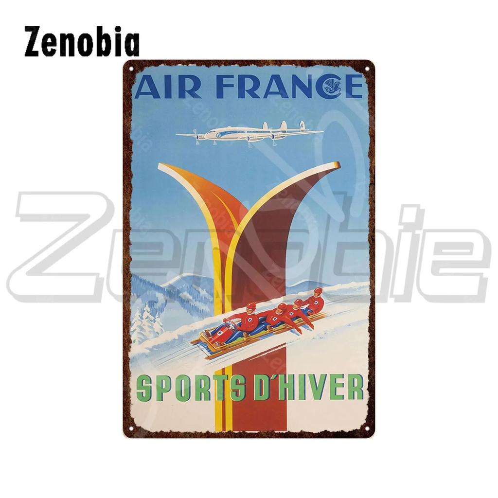 Vintage Travel Tin Sign  Surf Dive Ski  The New Yorker Metal Poster Plate  Decorative Iron Wall Art for Home Decor