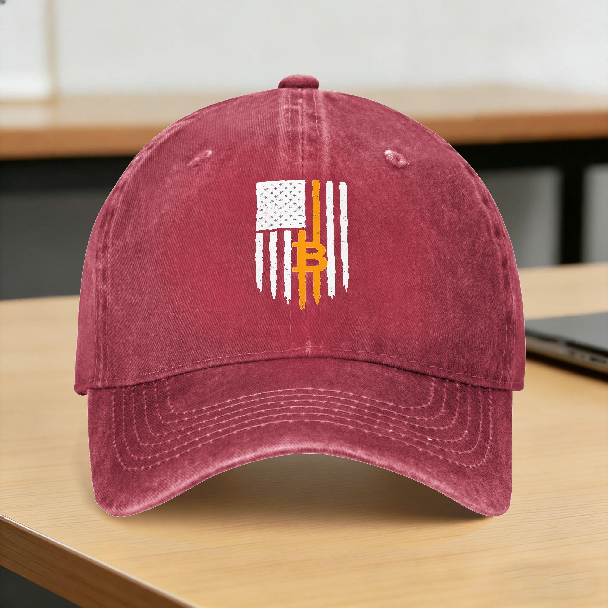 Bitcoin Baseball Cap Sun  Tennis Skate Wholesale Washed Trucker Hat UnisexTeens Fashion Custom DIY Baseball Caps One Size