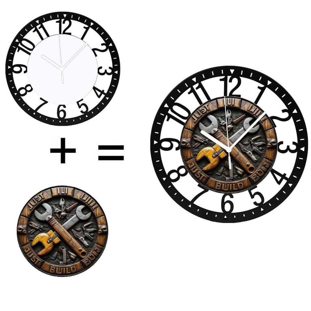 25cm Circular Iron Wall Clock with a Clear Plastic Cover To Protect the Face