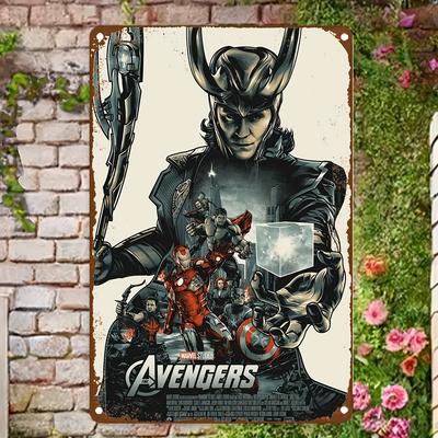 2D Flat, Marvel Avengers Tin Plate Wall Art - Classic 2D Flat Design, 20x30cm, Perfect for Living Room, Bedroom, Office, or Game