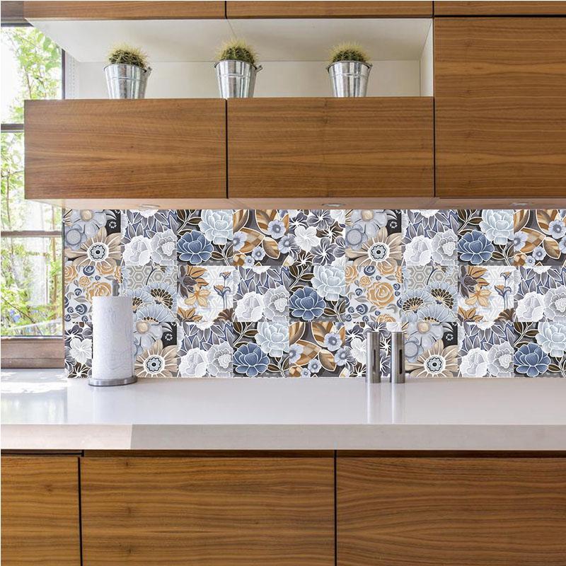 10 PCS PVC Tile Sticker Set Self Adhesive Removable Tile Waterproof Kitchen Bathroom Furniture Stairs Home Decor