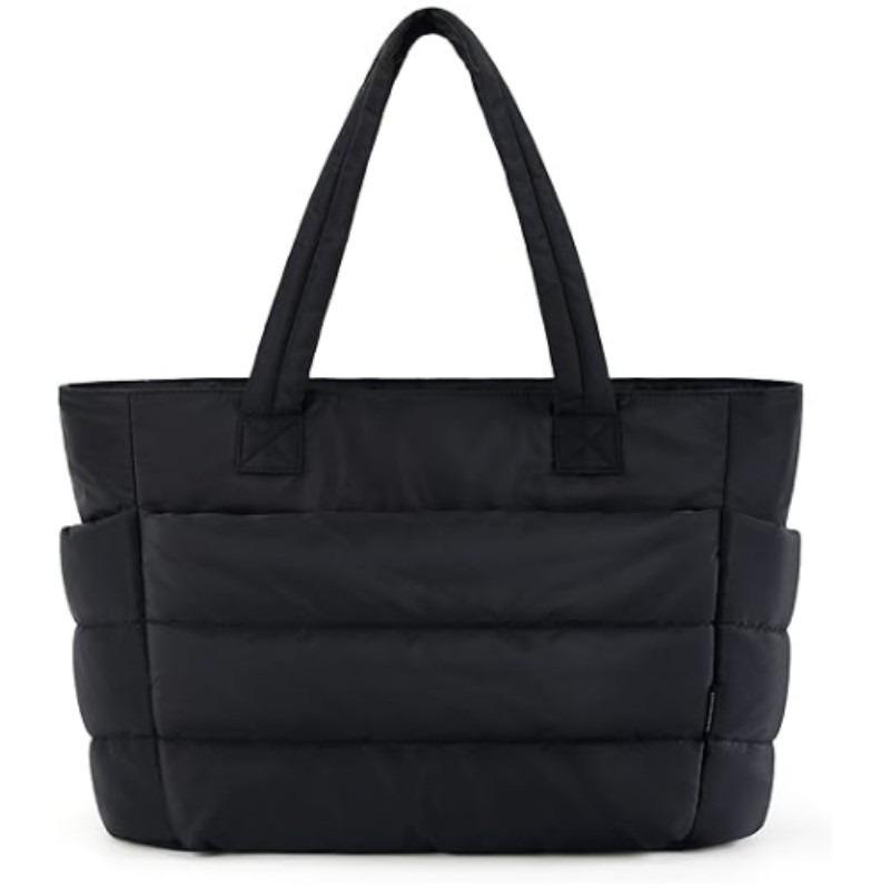 

2 New large-capacity lightweight fluffy casual commuting class solid color simple tote shoulder portable oblique span bag чёрный